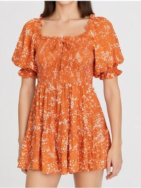 Faithfull The Brand Women's Charlotte Floral Puff Sleeve Mini Dress